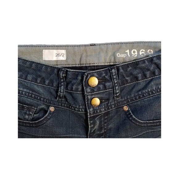 Gap 1969 Jeans Women's Size 26 Dark Wash Low Rise Stretch Skinny Denim Pants - Picture 3 of 11